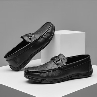 2025 New Summer Men's Shoes, Soft-Soled Lightweight Slip-On Leather Shoes, Lazy Driving Trendy Shoes, Business Casual Shoes, Leather Shoes