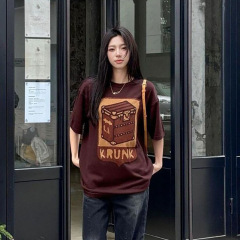 正确版本驴家25春季新款深棕箱子提花经典针织毛织OS版男女短袖T