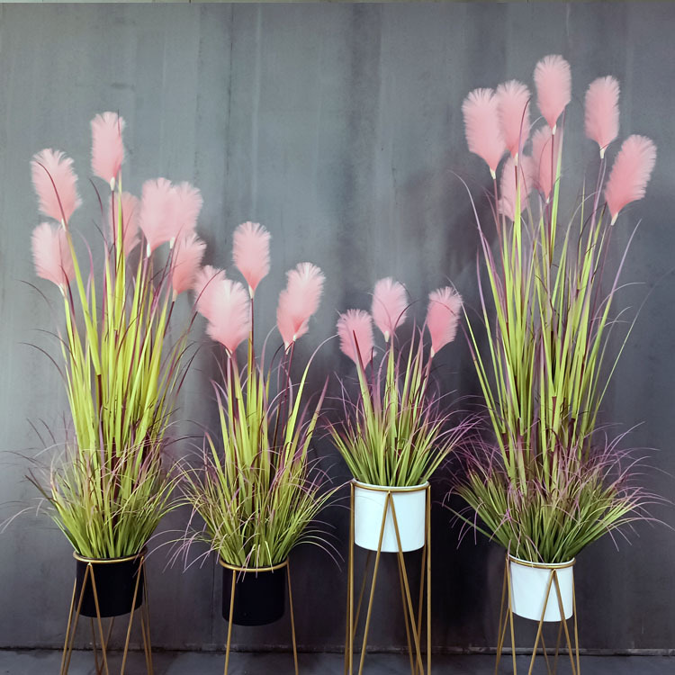 En stock Reed al por mayor simulación dogtail en maceta grande flor seca cattail hierba piso Decoración