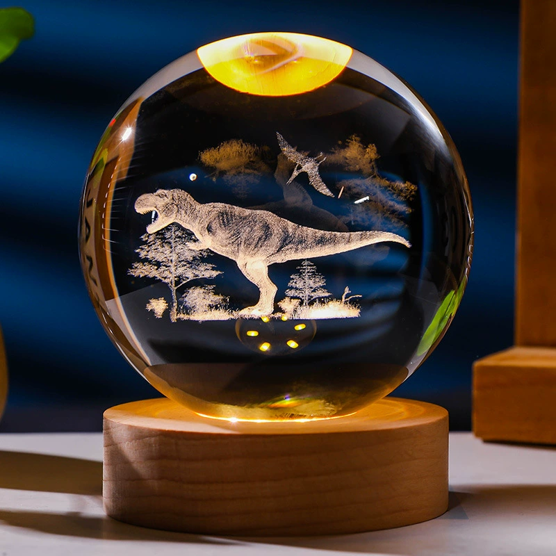 Звёздное небо, деревянная ночная лампа, стеклянный динозавр, 3D, (торговля через границу)