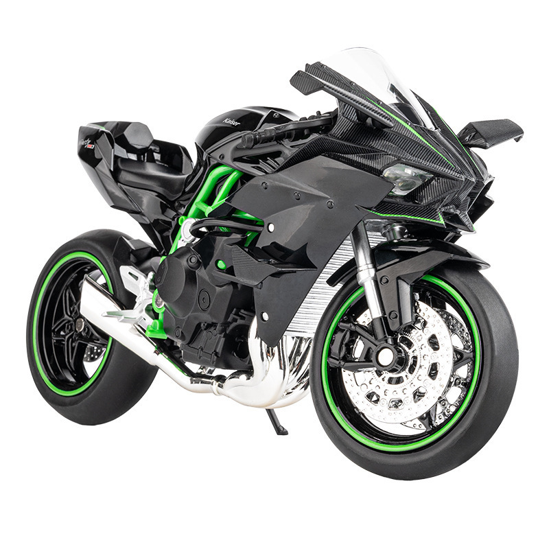 Jiaye aleación 1 :12 ninja H2R motocicleta cinturón deslizante sonido y luz coche de juguete música modelo decoración colección