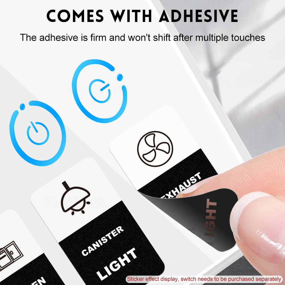 Touch switch English icon sticker text label button wall household appliance logo cold tropical adhesive