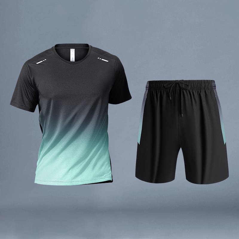 Running sports suit hombre de verano hielo acondicionamiento ropa de acondicionamiento rápido equipo de secado de la mañana entrenamiento de baloncesto de mangas cortas