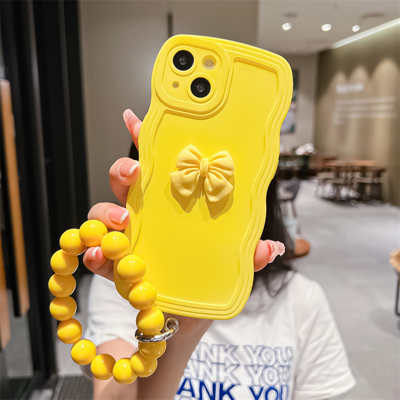 大波浪适用苹果17Promax手机壳iPhone12/13软11立体蝴蝶结14手链