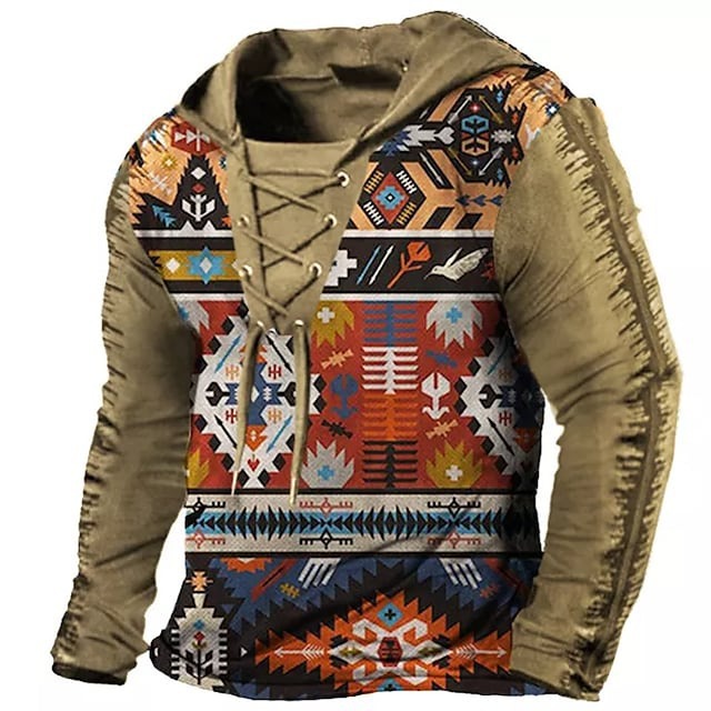 Comercio exterior transfronterizo 2023 hombres retro con cordones con capucha camiseta otoño e invierno nuevo casual Top Sudadera con capucha de los hombres