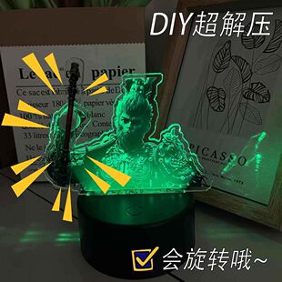 New Acrylic Rotating Brand Goku Night Light Myth Monkey King Journey to the West Rechargeable Ornaments