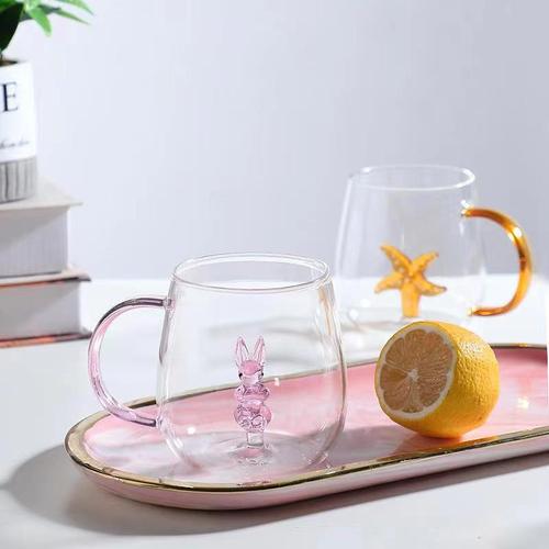 New three-dimensional shape glass colorful cartoon animal cup high borosilicate glass household gift cup juice cup