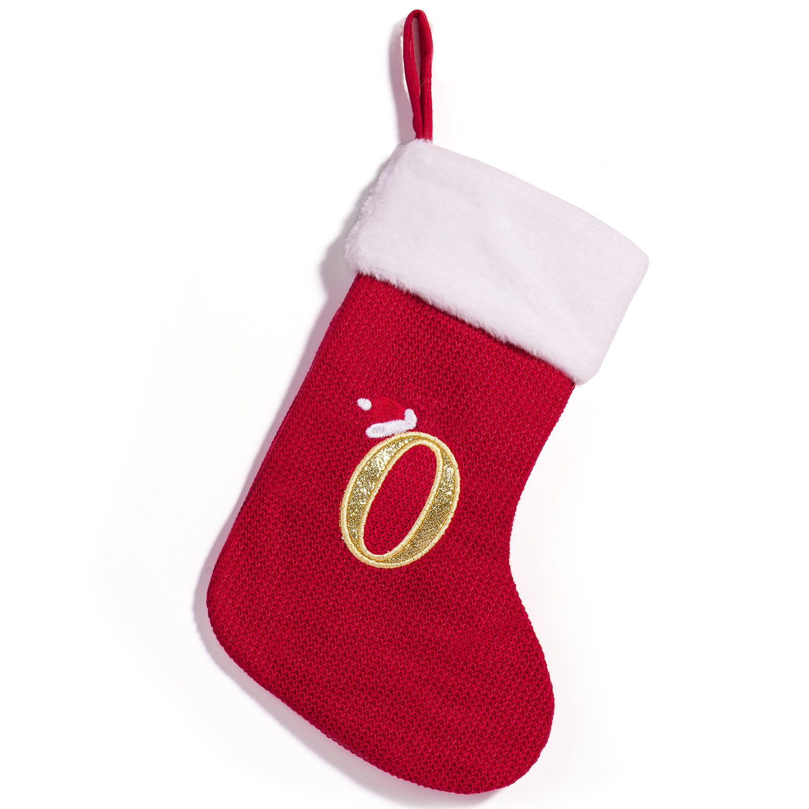 Cross-border nuevo estilo de Navidad rojo 26 letras calcetines de punto de alta calidad colgante de Navidad bordado dulces bolsas de decoración