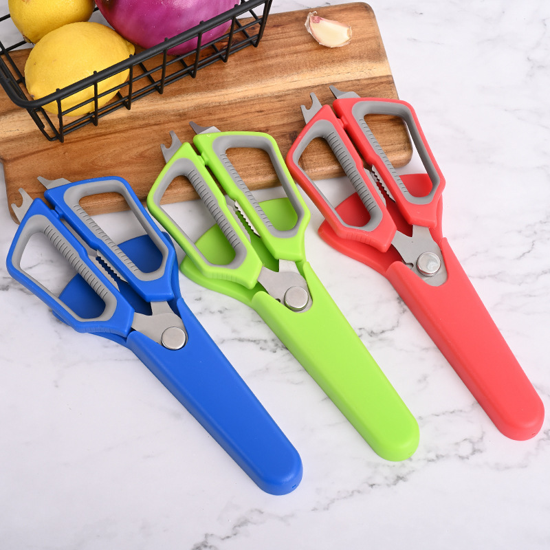 Acero inoxidable de succión magnética tijeras de refrigerador correa de tijeras cubierta de tijeras de alimentos tijeras de hueso de pollo tijeras de hueso de pescado tijeras de barbacoa desmontables