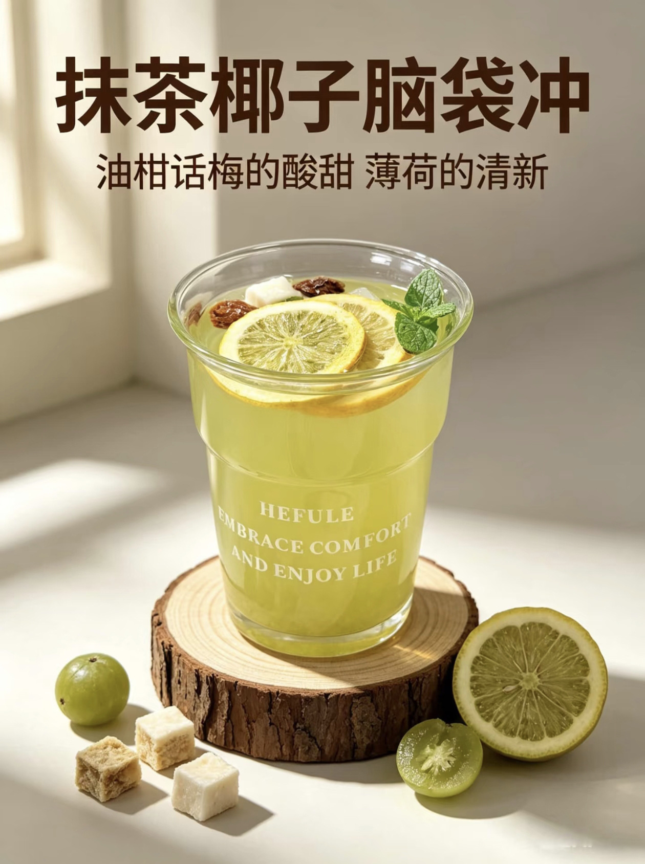 Matcha Coconut Lemon Amla Fruit Tea Cold Brew 90g Bag with 5 Sample Packs preparation