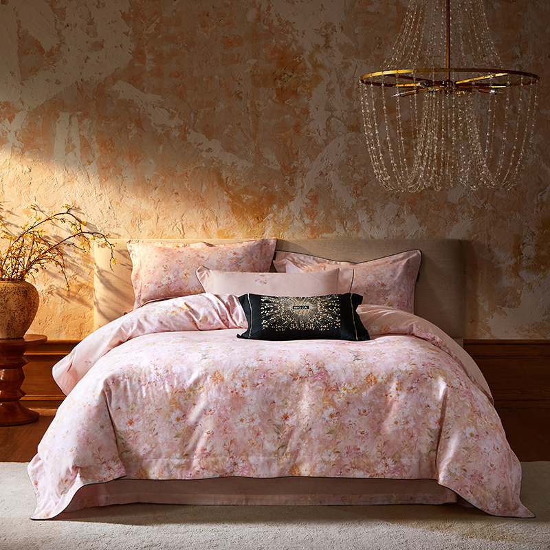 American Accessible Luxury Style Soft Cotton Brushed Autumn and Winter Warm Bedding Four-Piece Quilt Cover Bed Simple Cotton Bedding