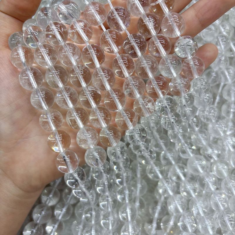 天然白水晶散珠全純綿なし円珠半製品DIYアクセサリービーズ水晶散珠卸売り|undefined