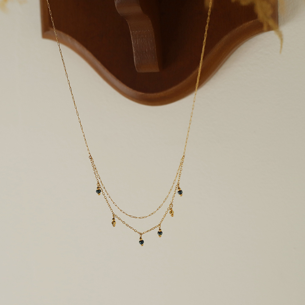 Plated 18K Gold Blue Beads Handmade Necklace