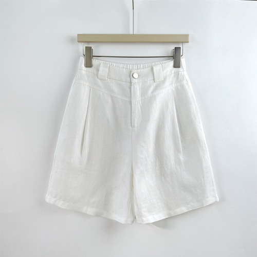 Plus-size women's silk and linen casual shorts 2025 summer thin breathable high-waisted slimming five-finger straight-leg pants