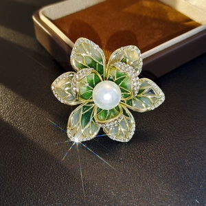 Retro Painted Flower Brooch Corsage Antique Enamel Peony Brooch Women's Niche Suit Lapel Clothing Accessories