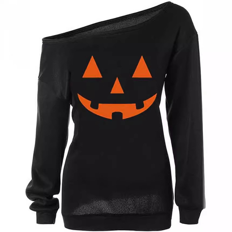 ヨーロッパ駅wish起爆女装カボチャプリント長袖ハロウィーンtシャツ上着|undefined