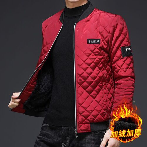 Autumn/Winter Cotton Jacket Korean Style Blue New Thin Short Baseball Coat Fashion Jacket Lightweight Outerwear
