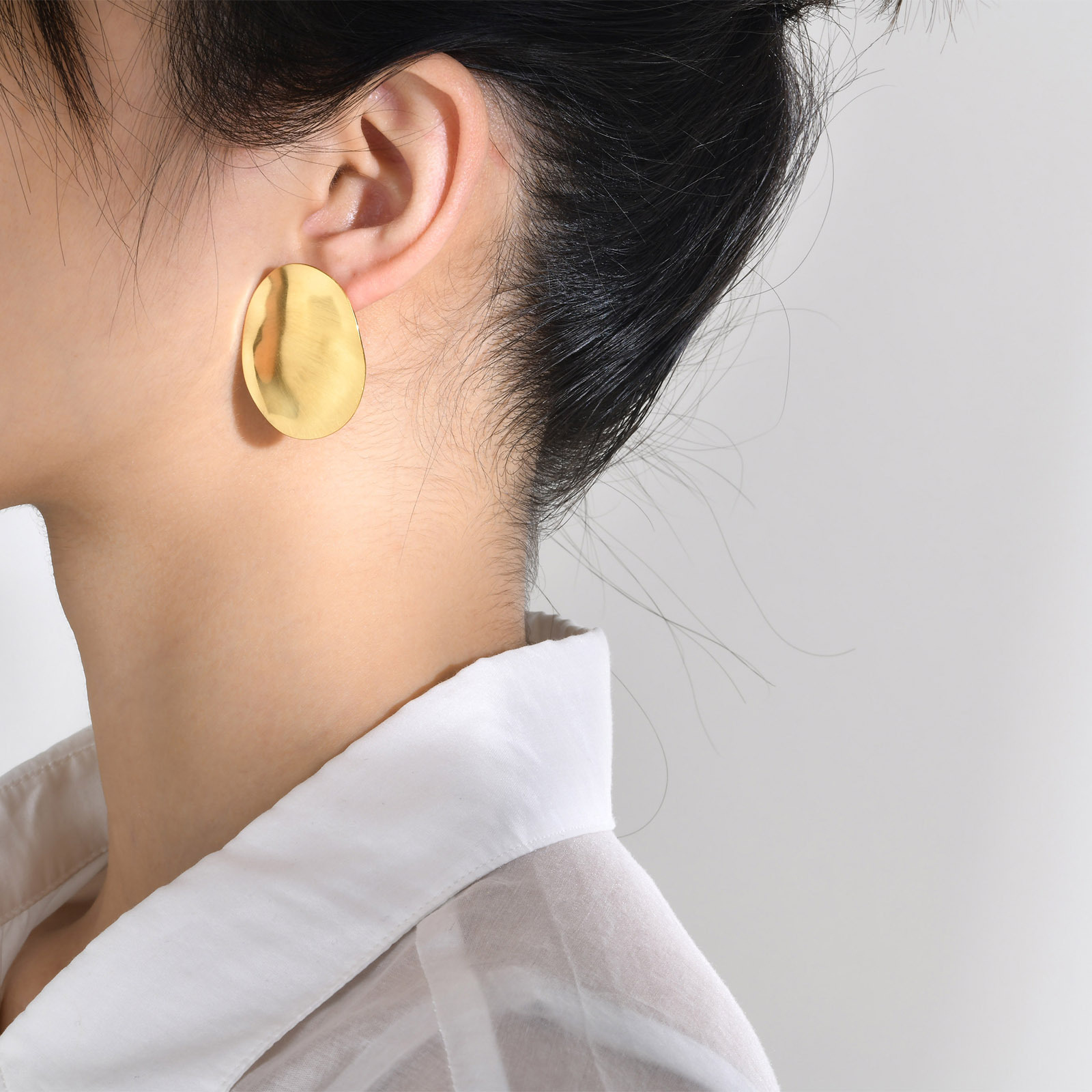 Real Gold Plated Plating Material Earrings Classification 1 Pair Quantity Street Occasion 1 Pair Geometric Plating 201 Stainless Steel Stainless Steel Earrings