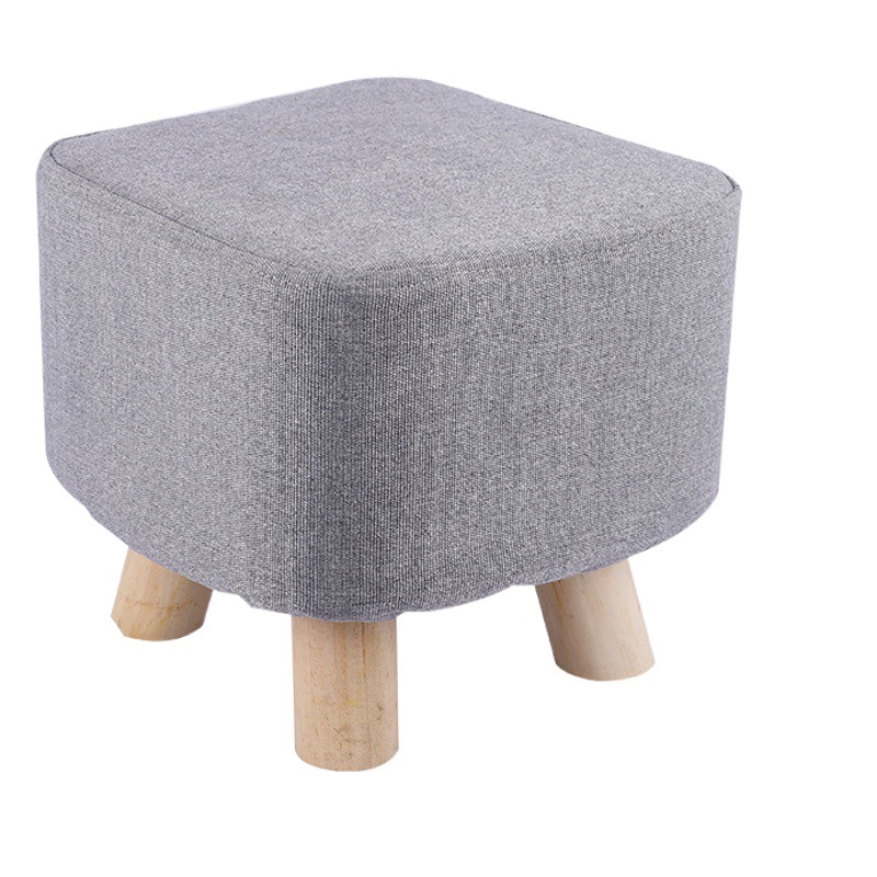 Solid color fabric stool shoes changing stool small wooden stool sofa stool solid wood square stool activity gift stool printable logo