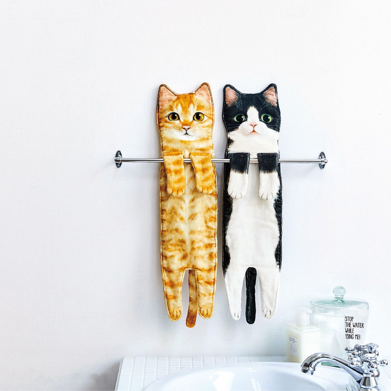 Ready Stock Cute Japanese Style Cat Hand Towel Realistic Cartoon Printed Face Towel Hanging Absorbent Towel Ready Stock Cute Japanese Style Cat Hand Towel Realistic Cartoon Printed Face Towel Hanging Absorbent Towel
