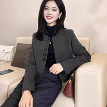 小香风时尚圆领毛呢短款外套女2025新款春秋时尚气质百搭显瘦上衣