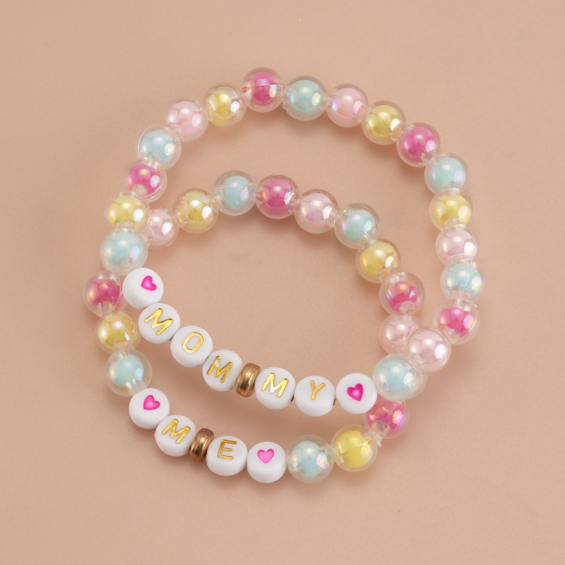 Casual Simple Style Letter Arylic Knitting Mother'S Day Women's Bracelets 2 Pieces Set display picture 3
