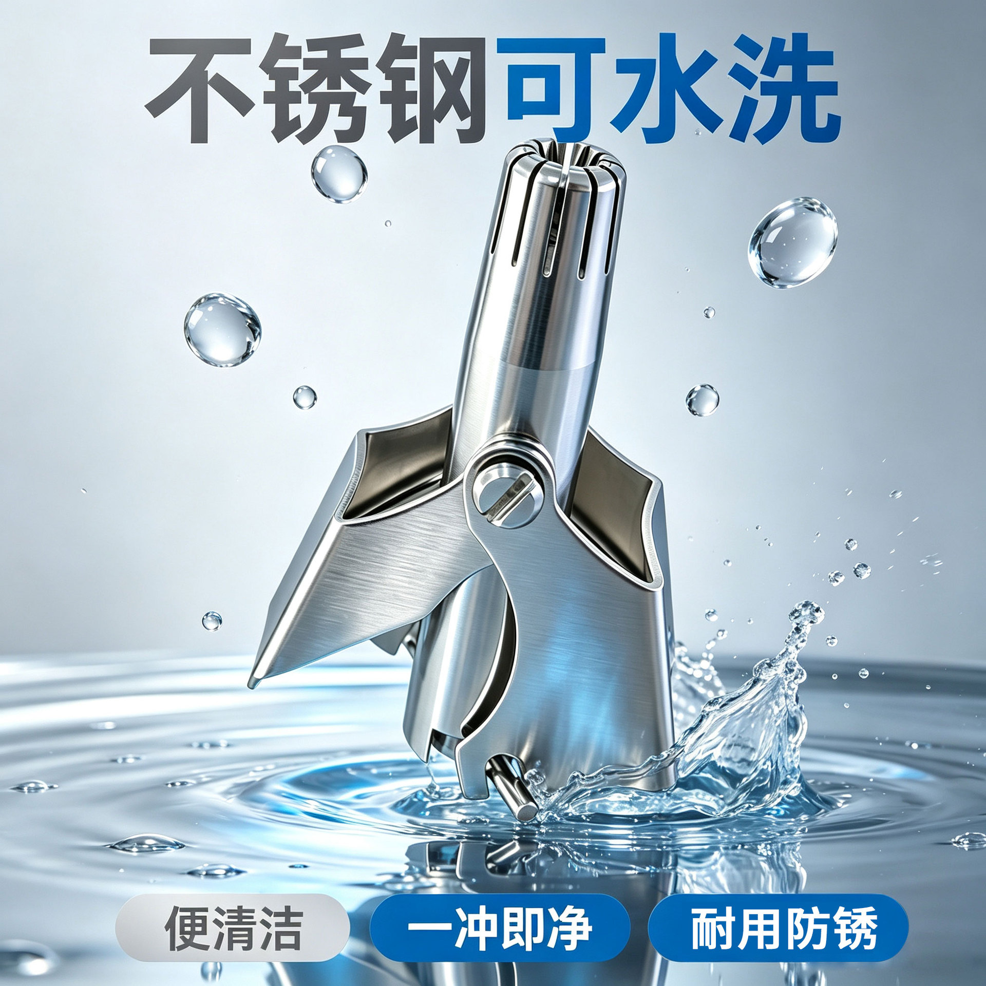 Manual nose hair trimmer with stainless steel blade, cleans with a single stroke, no charging required, portable nose hair trimmer, customizable