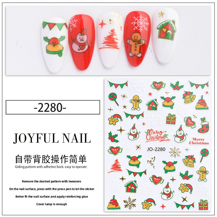 2022 nuevas pegatinas de uñas de navidad lindo conejo campana santa claus pegatinas de uñas con adhesivo