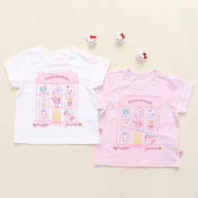 mezzopiano童装 钢琴家女童公主风小兔房子印花短袖上衣T恤