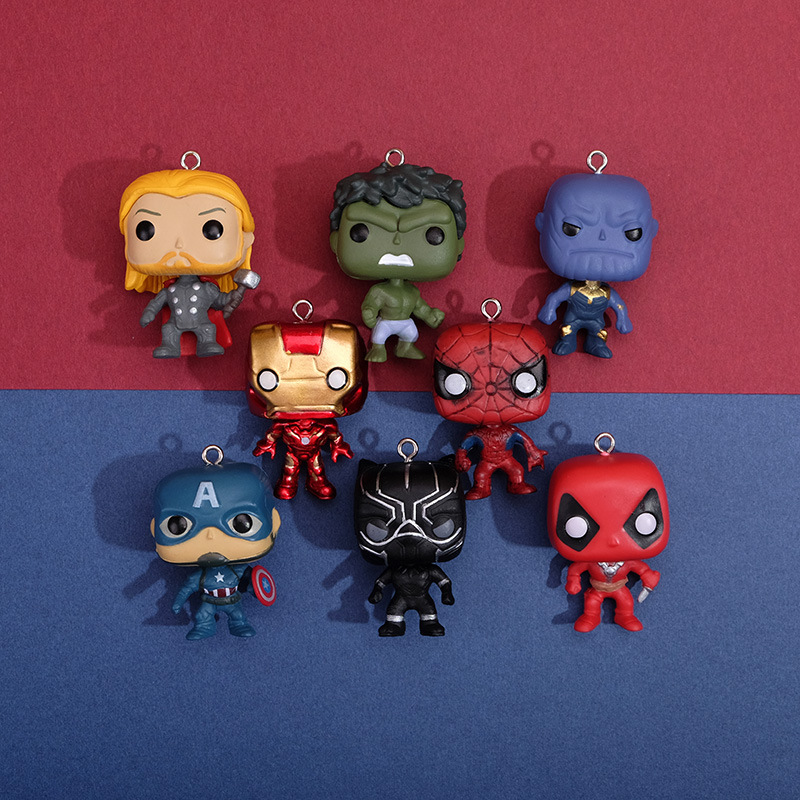 Creative Bobblehead Q-Version Hero Figurine DIY Patch Wedding Decoration Cup Micro Landscape Pendant Gift Badge Accessory