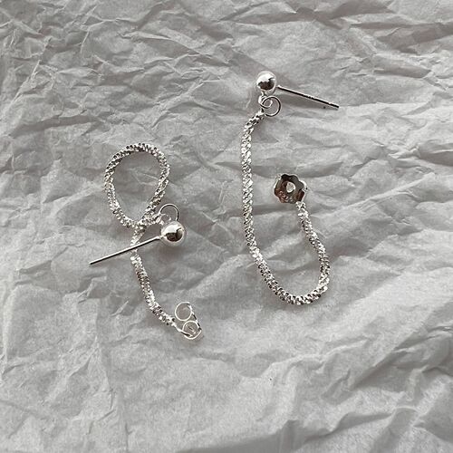 Shimmering Star Stream Feather Earrings, S925 Pure Silver, New Model, Elegant and Atmospheric Women's stud earrings