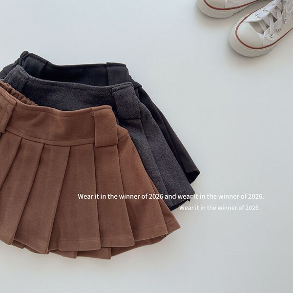Children's demi-season woolen pleated skirt