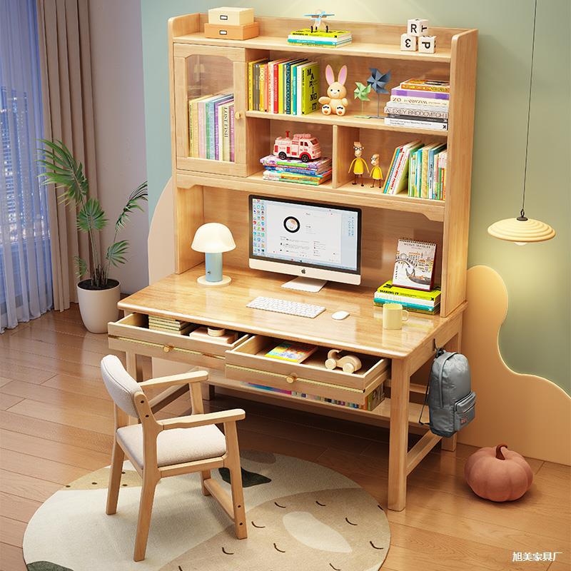 Solid Wood Desk Desktop Computer Home Writing Desk Junior High School Student Study Desk Bookshelf Integrated Bedroom Writing Desk Solid Wood Desk Desktop Computer Home Writing Desk Junior High School Student Study Desk Bookshelf Integrated Bedroom Writing Desk
