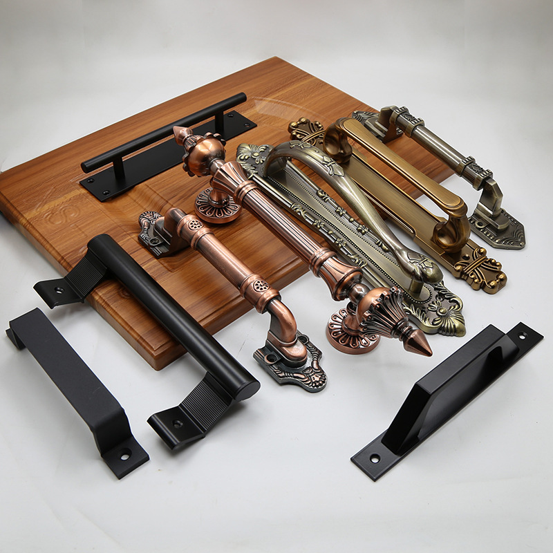 Cross-border heavy-duty gate handle American sliding barn door handle easy to install punch-free wooden door handle