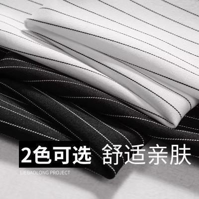 Summer ice silk striped five-quarter sleeve shirt, men's casual thin loose black high-quality handsome short-sleeved shirt
