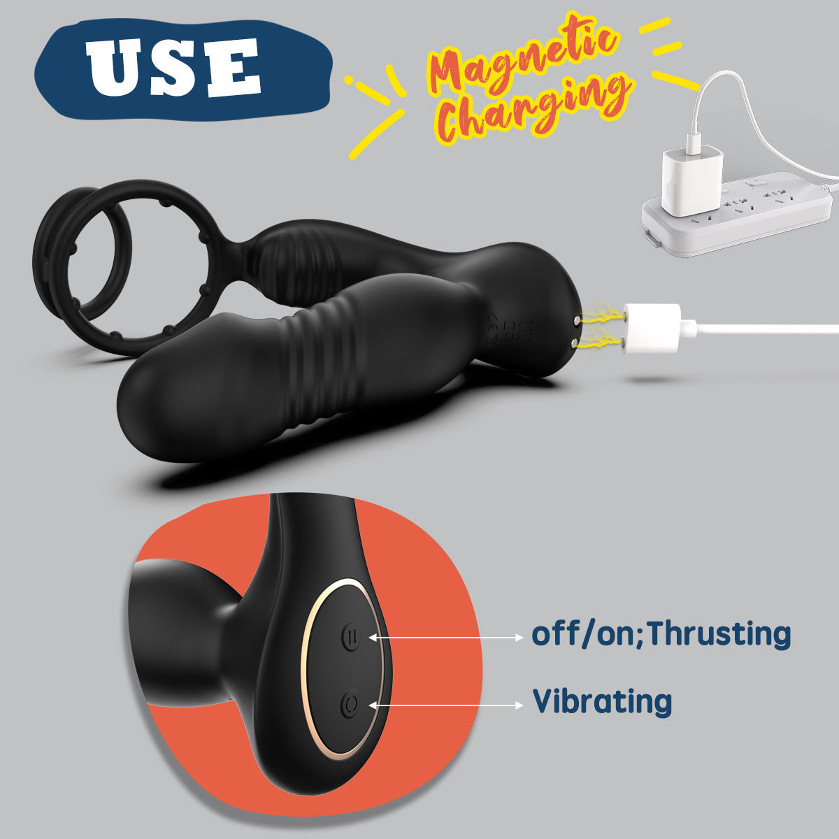 App-Controlled Vibrating Prostate Massager with Double Ring Locking, 9-Frequency Telescopic Anal Plug — detail image 38