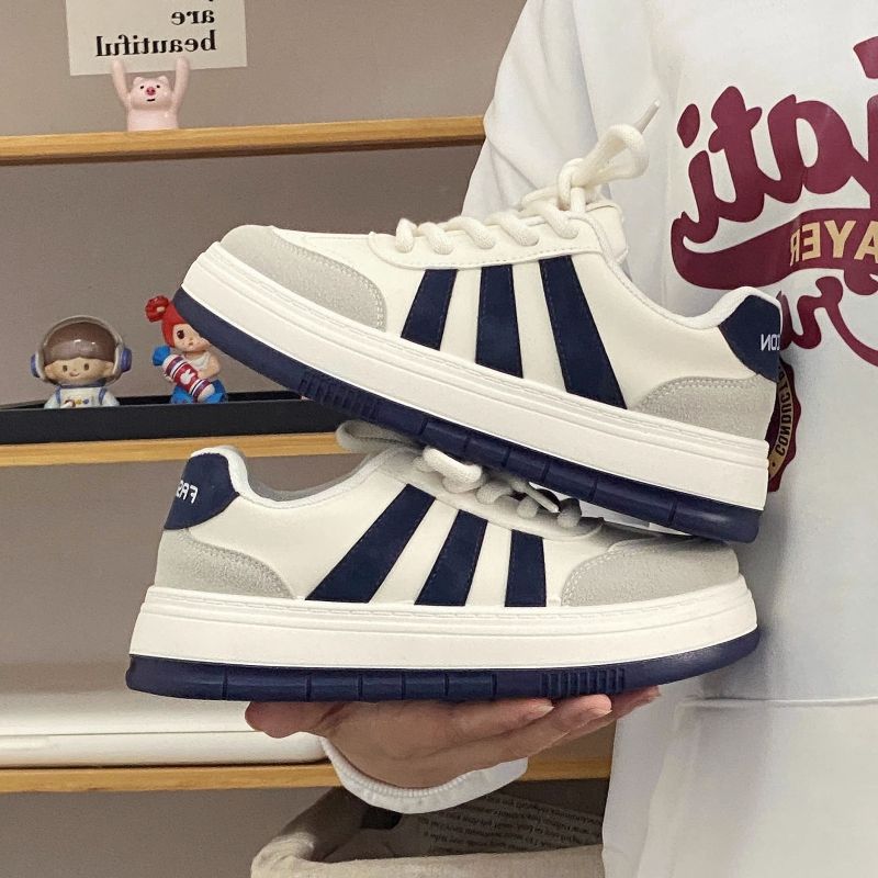 Zapatillas Blancas Suaves Estilo Coreano para Mujer, Primavera 2025, Diseño Exclusivo con Suela Gruesa, Zapatillas Casuales, Mocasines con Punta Redonda