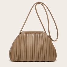 跨境专供2025新款褶皱单肩云朵包简约风斜挎饺子包时尚女式小包包