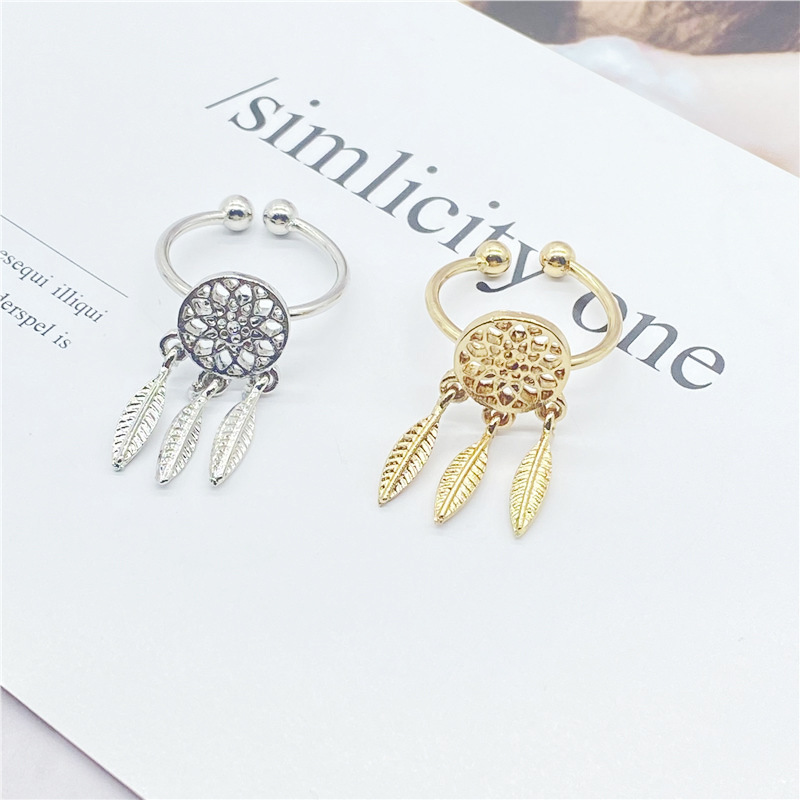 Fashion Dream Catcher Alloy Hollow Opening Tassel Ring display picture 2