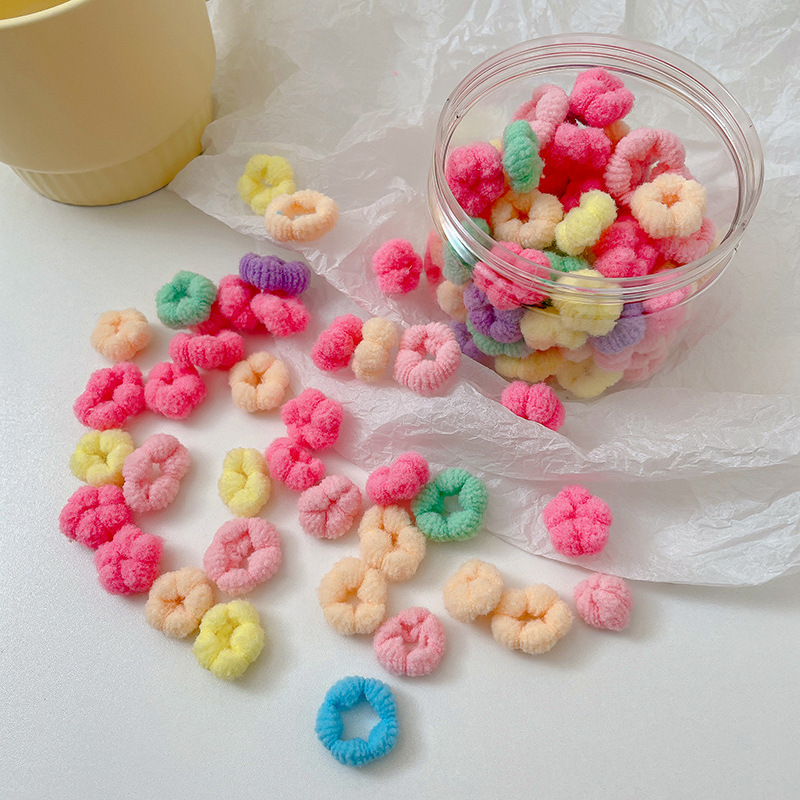 Bebés color caramelo de alta elasticidad pulgar anillo de cabello de niñas adornamiento de cabello de dopamina no daña banda de goma de cabello