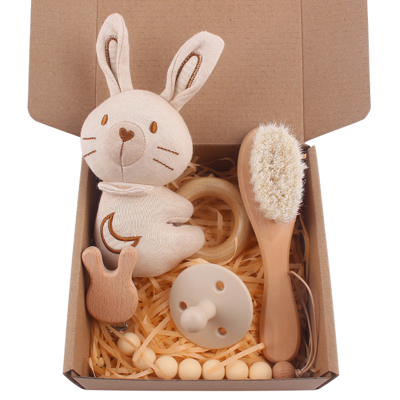 Nuevo bebé de dibujos animados León sonajero mordedor calmante bebé DIY creativo cepillo pezón Cadena de cuatro piezas conjunto