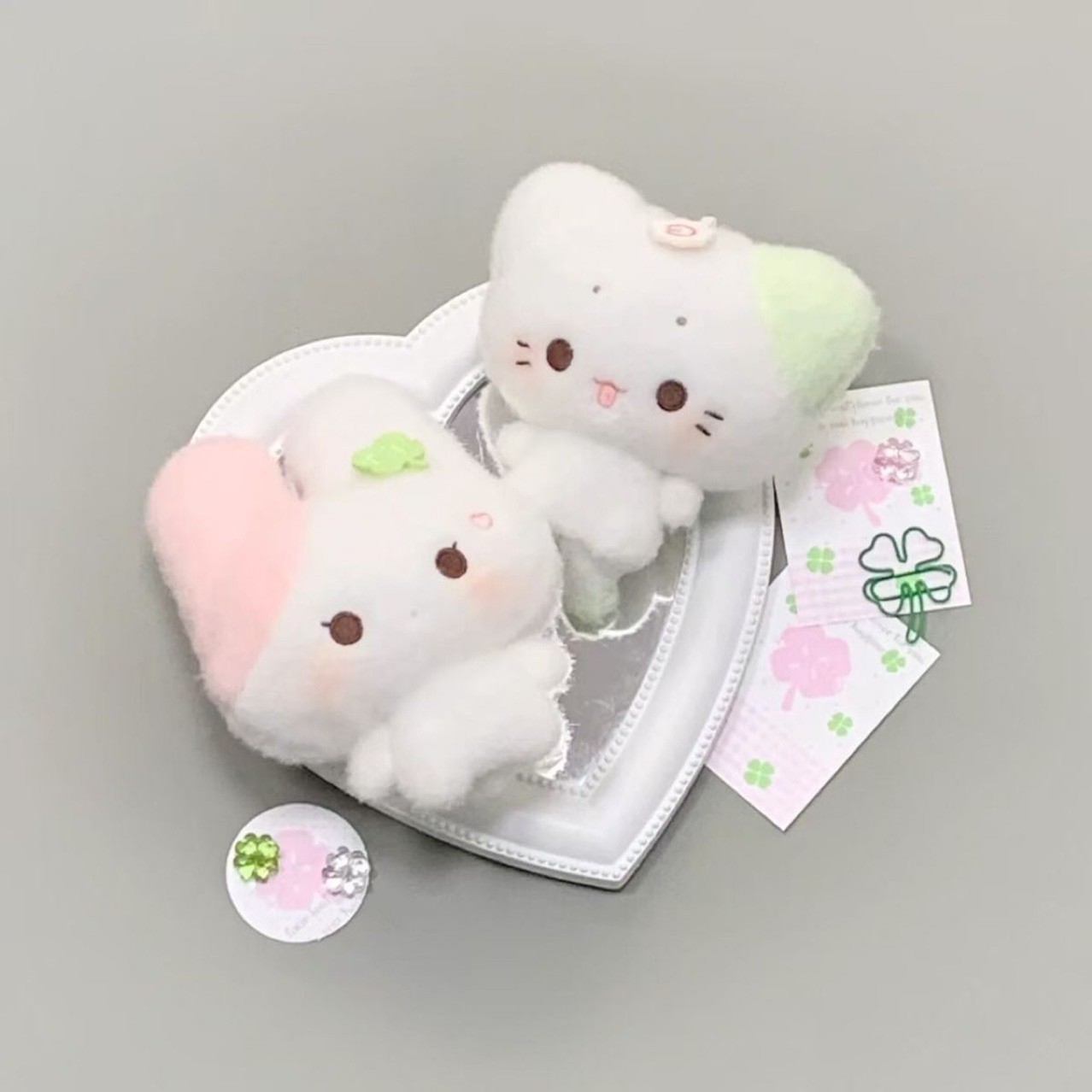 Fish plate kitten + lucky bunny