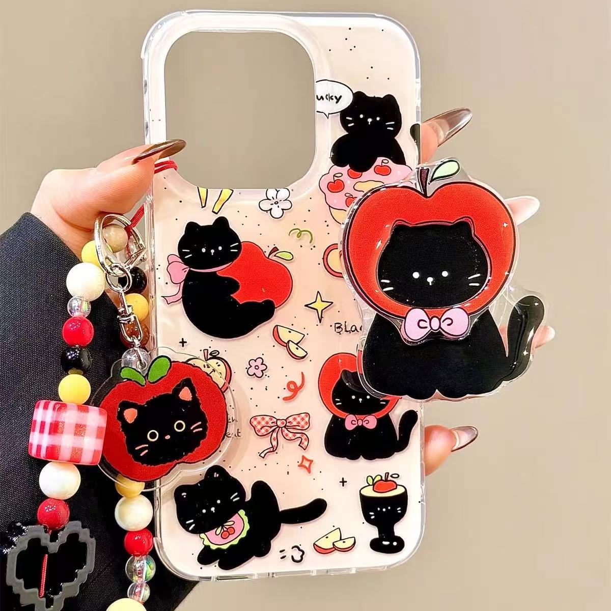 Funny ins lindo pastel gato para iphone16 soporte 15ProMax funda para teléfono 13 Apple 14P hembra