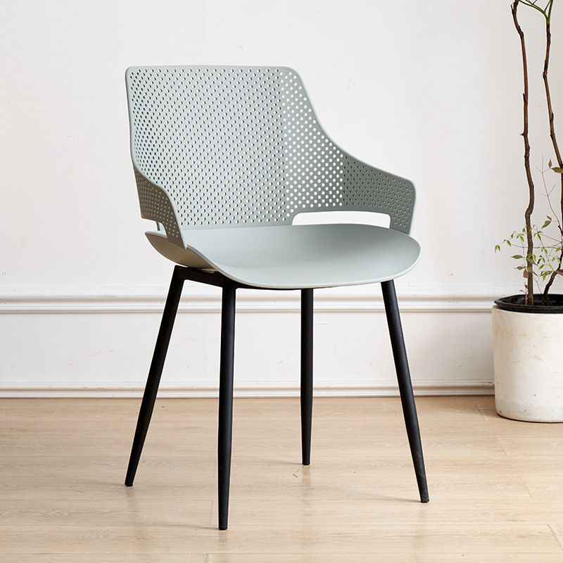 Fuente silla de plástico grueso hogar hierro forjado respaldo de plástico silla de comedor dormitorio tocador silla hueco negociación