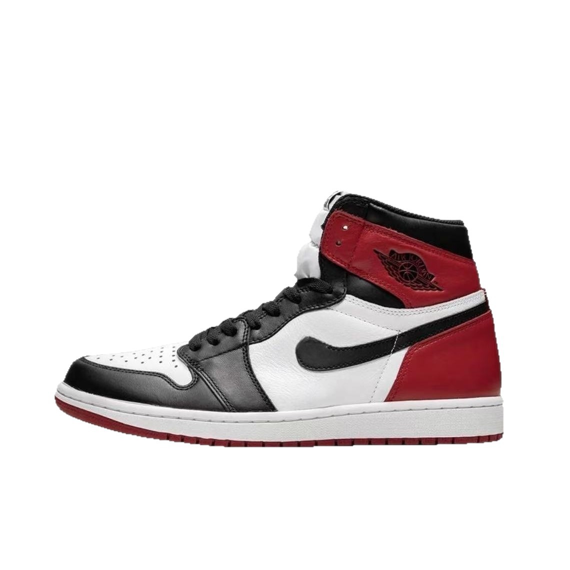 Suministro exclusivo transfronterizo de Putian de zapatillas de baloncesto AJ1 de caña media-alta en color marrón ceniza, negro y puntera roja, calzado deportivo unisex.