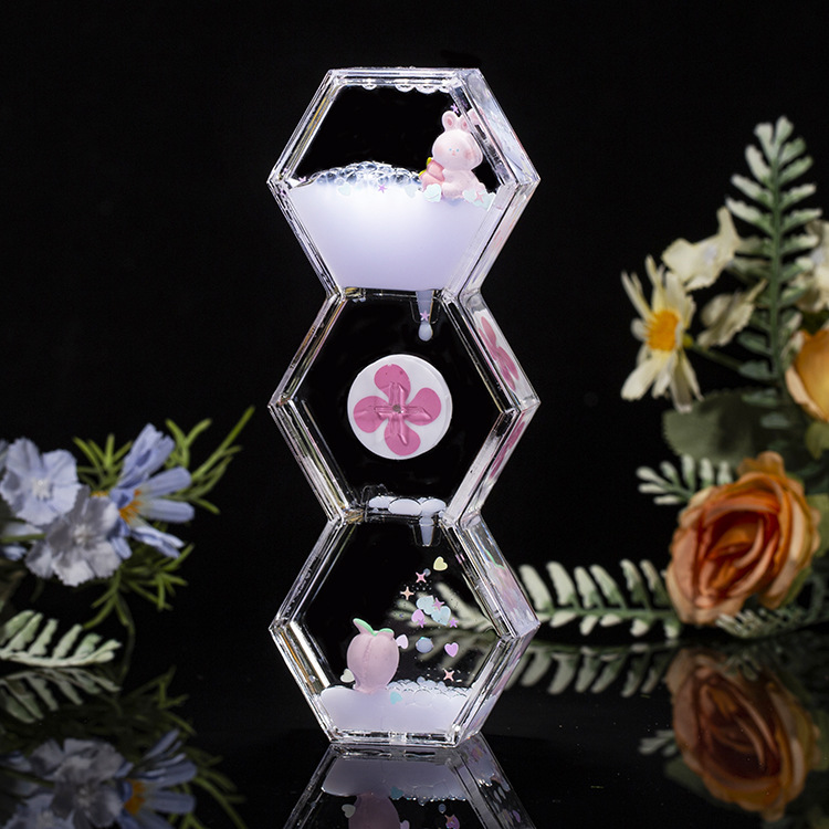 Acrílico transparente panda gota de aceite reloj de arena líquido botella de arena flotante regalo de cumpleaños para niños decoración de escritorio de oficina