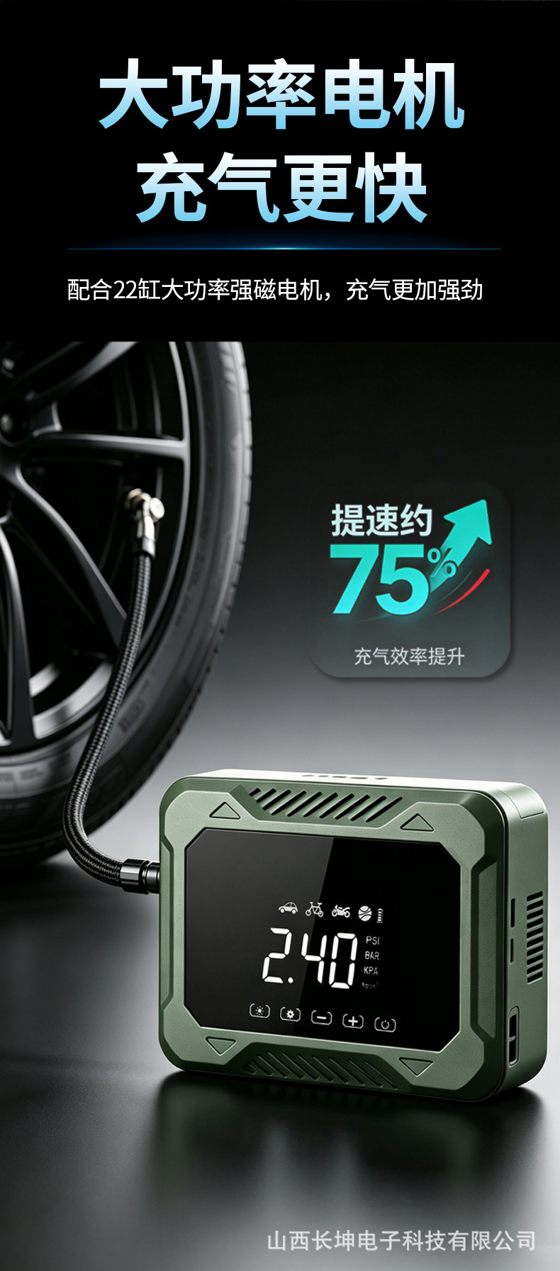 New cross-border car and electric vehicle tire inflator, emergency power supply, intelligent car-mounted power bank and inflator all-in-one device