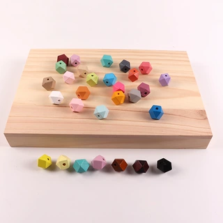 厂家定制彩色八角木珠饰品配件多尺寸彩色荷木八角珠珠子diy散珠