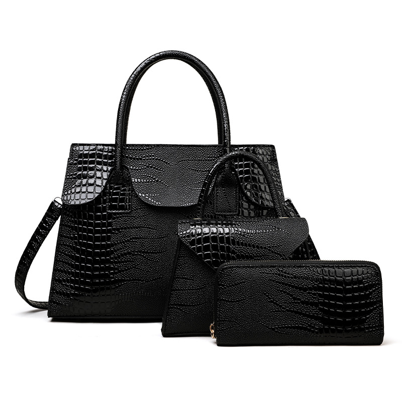 Bolsas de mujer transfronterizas nuevas bolsas de comercio exterior retro tres piezas bolsas de mano con patrón de lagarto bolsas de hombro