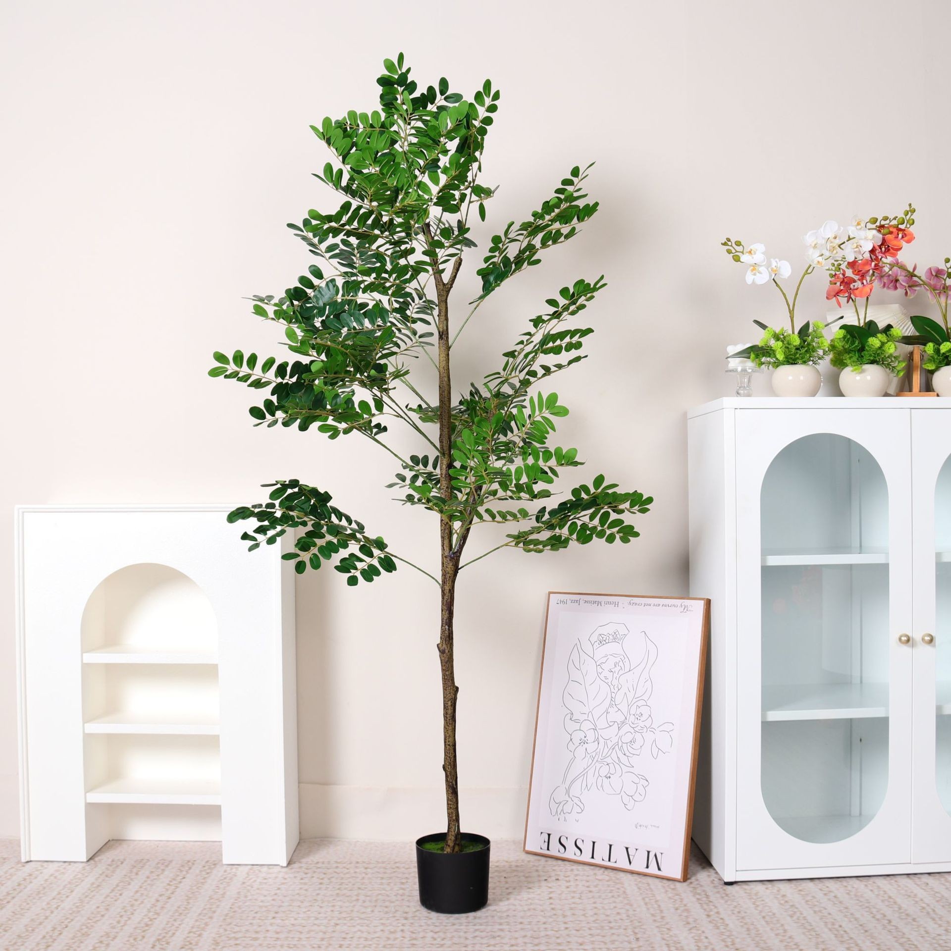 Simulación de plantación verde de plátano de bambú de tortuga grande planta de plantación de ventana interior diseño de ángulo de planta de árbol falso paisajístico
